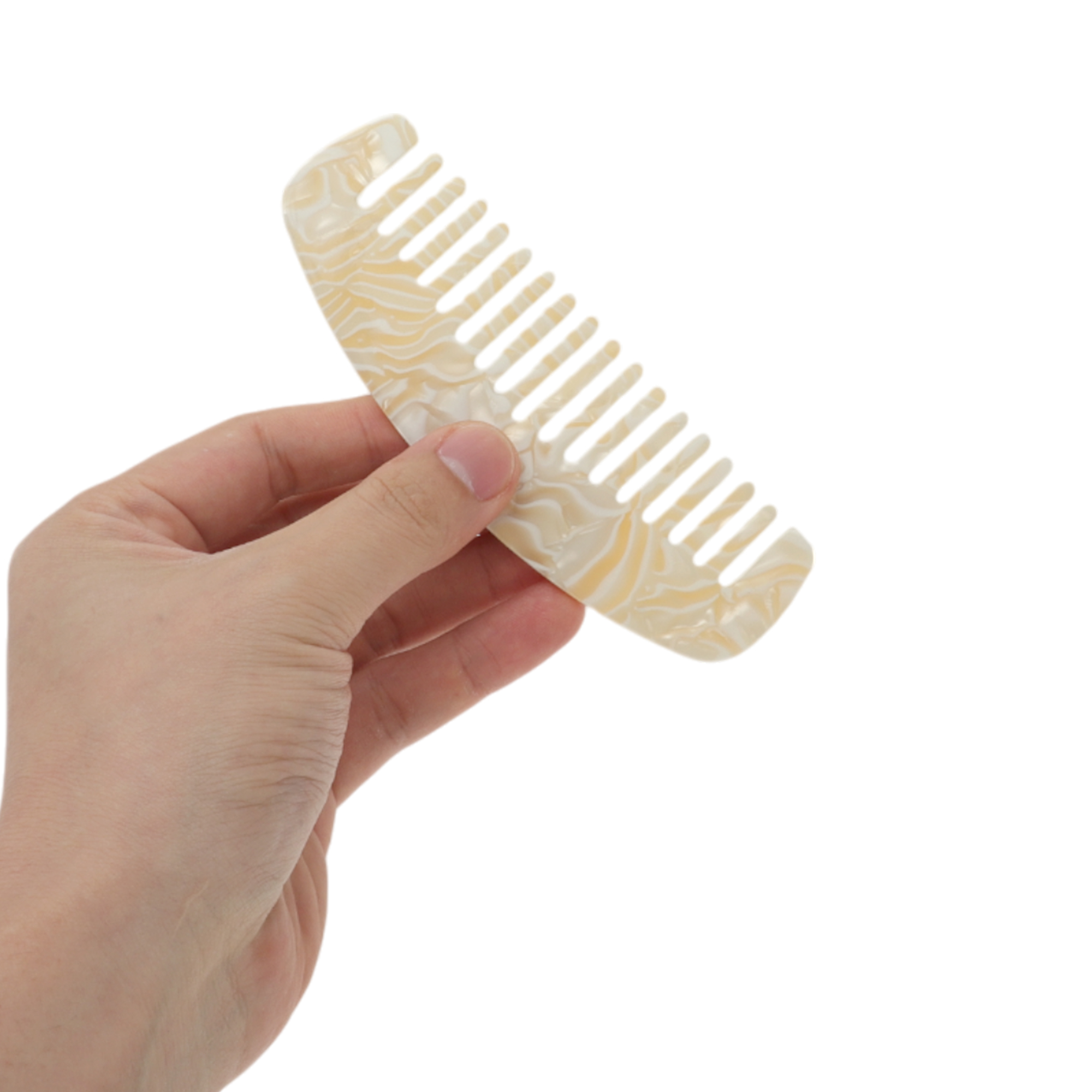 Unique Bargains 1 Pc Durable Marble Hair Comb Designed for All Hair Types Styles Beige