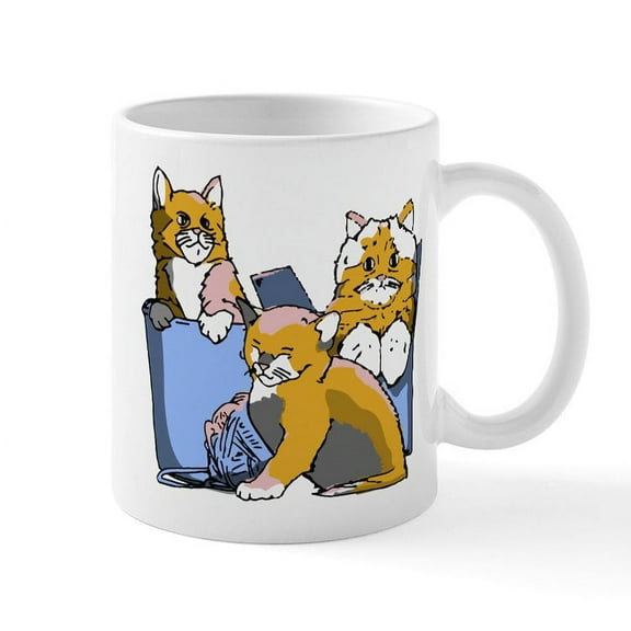 CafePress - Three Cats - 11 oz Ceramic Mug - Novelty Coffee Tea Cup