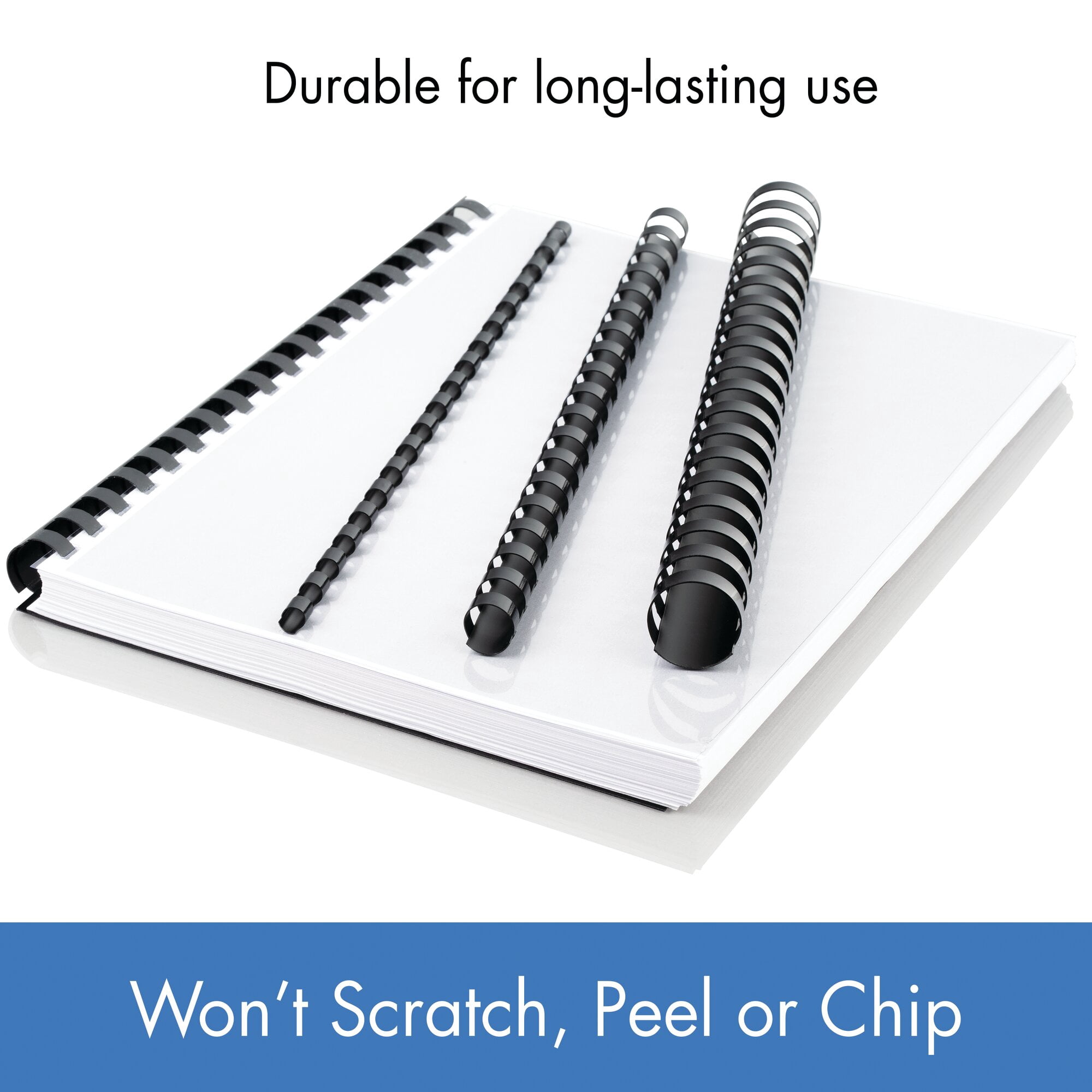 Mead CombBind Binding Spines, 9/16", Black, 125 Pack