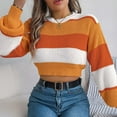 thumbnail image 6 of Cropped Sweater Sevevn Women's Striped Rainbow Cropped Sweater Long Sleeve Lightweight Cute Knit Tops Pullovers, 6 of 9