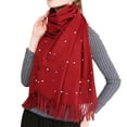thumbnail image 2 of Holiday Gifts! Titcea Winter Scarf for Women Tassels Beaded Solid Color Shawls Wraps Windproof Warm Outdoor Cold Protection Scarves, 2 of 8