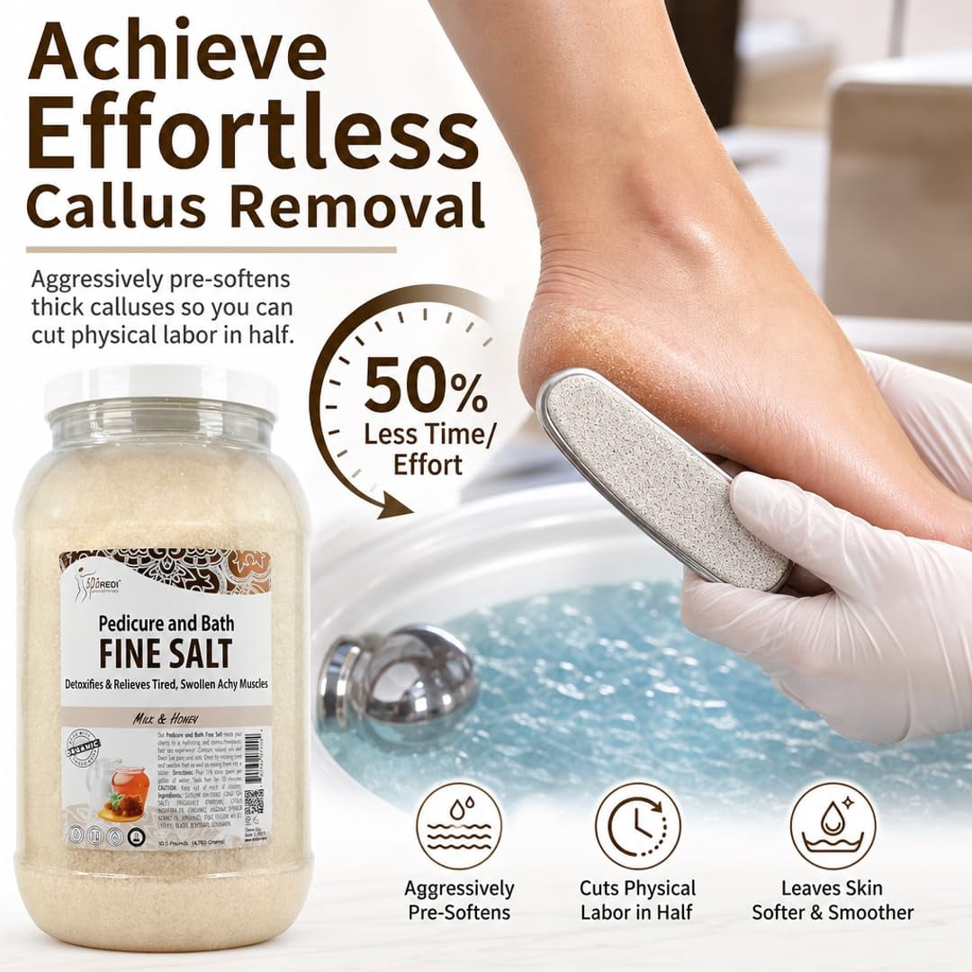 SPA REDI - Detox Foot Soak Pedicure and Bath Fine Salt, Milk and Honey, 128 Oz - Made with Dead Sea Salts, Argan Oil, Coconut Oil, and Essential Oil - Hydrates, Softens and Moisturizes