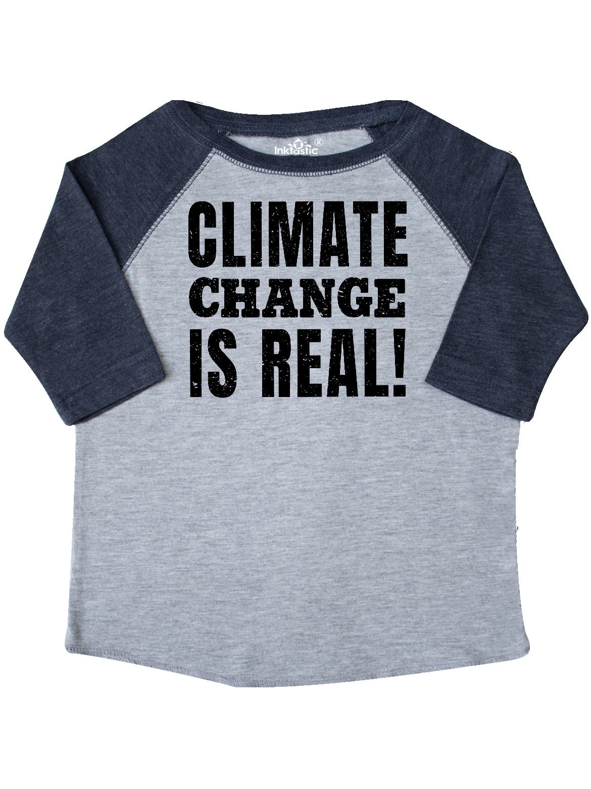 INKtastic - Climate Change is Real in Black Distressed Text Toddler T ...