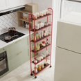 thumbnail image 1 of Red 6-Tier Rolling Cart Kitchen Slim Slide Out Storage Tower Rack with Wheels, Kitchen, Bathroom Laundry Narrow Piaces Utility cart, Mobile Shelving Unit Organizer Trolley for Laundry, 1 of 7