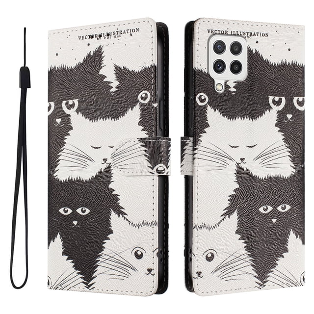 FOXDOCK Funda Tipo Cartera para Samsung Galaxy A22 4G con Soporte y Correa – Diseño de Patrones Lindos