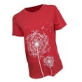 thumbnail image 4 of Camiseta de mujer con estampado floral, cuello redondo, manga corta, blusa suelta, rojo, XL kenally  AP000466-16, 4 of 7