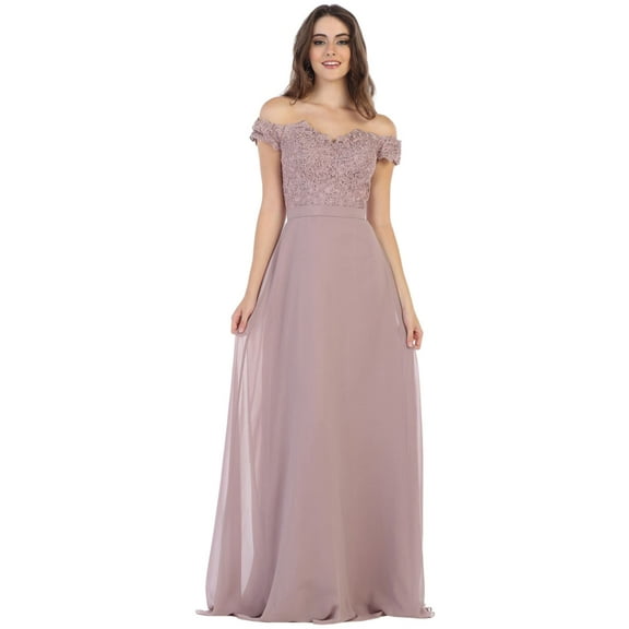 Women's May Queen MQ1601 Off The Shoulder A-Line Corset Back Prom 2026 Gown Mauve 14