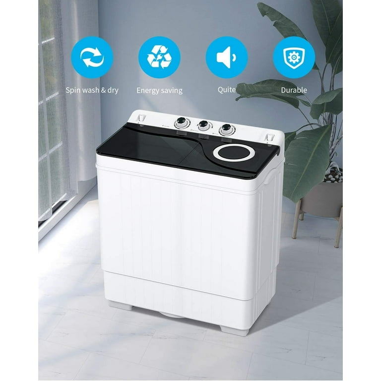 ROCSUMOO Portable Washing Machine with 28lbs Capacity, Twin Tub Lavadora  Portatil with Built-in Drain Pump, Semi-automatic Laundry Washer(18lbs) and
