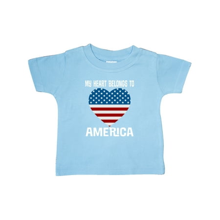 

Inktastic USA Patriotic My Heart Belongs to America Gift Baby Boy or Baby Girl T-Shirt