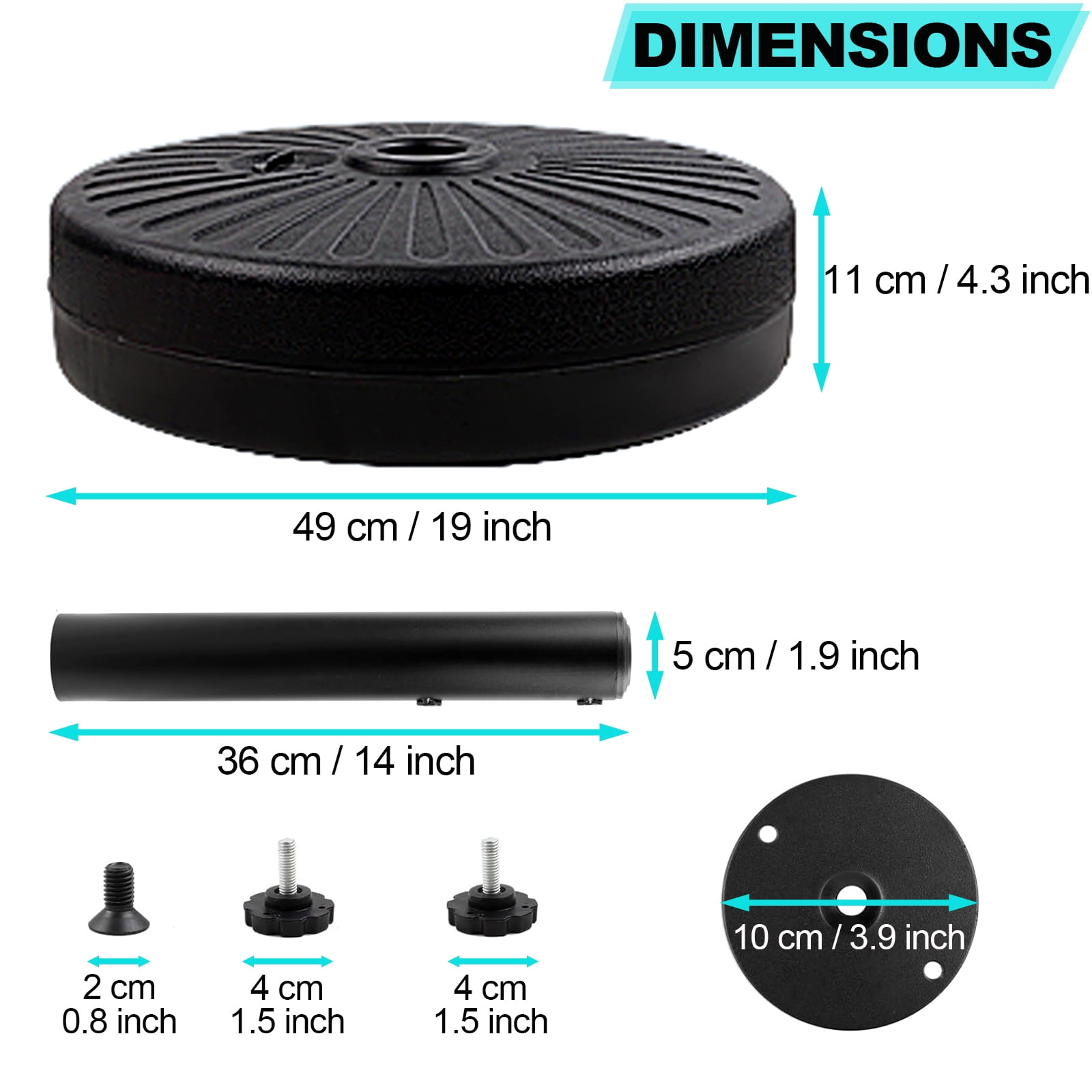 PULNDA 6 HDPE Plastic Patio Umbrella Base, Stable