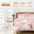 thumbnail image 6 of Christmas White Bedding Duvet Cover Set Twin Size 4 Pieces Bear Snowflake Pink Bedding Set with Zipper Closure, 1 Comforter Cover 68x86 Inches 1 Flat Sheet & 2 Pillow Cases, 6 of 7
