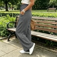 thumbnail image 6 of VBVC Women's Cotton Linen Smocked Waist Pants , Drawstring Wide Leg Boho Trousers For Women , Ladies' Casual Summer Beach Pants with Pockets, Dark Gray , S-2XL, 6 of 8