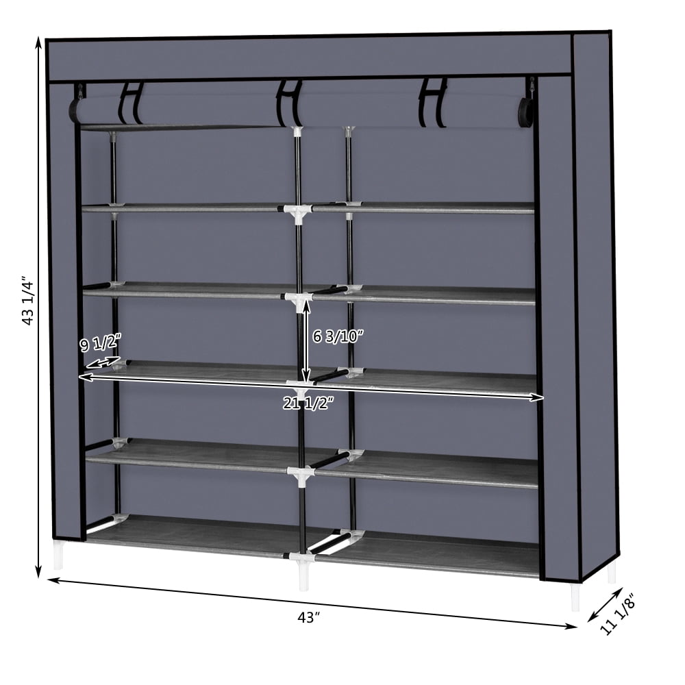 Lowestbest 64" Portable Closet Wardrobe, Storage Organizer Clothes Rack with Shelves, Gray Lowestbest 64" Portable Closet Wardrobe, Storage Organizer Clothes Rack with Shelves, Gray