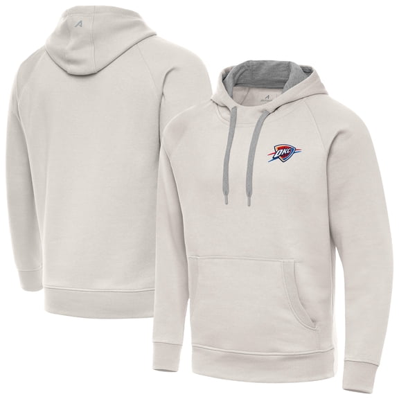 Men's Antigua Cream Oklahoma City Thunder Victory Pullover Hoodie