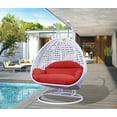 thumbnail image 2 of LeisureMod Modern Beige Wicker Hanging Double Seater Egg Swing Chair with Cushion, Red - Indoor/Outdoor Patio Swing, 2 of 5