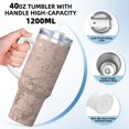 thumbnail image 3 of Haiem Rose Gold Marble Texture Printed 40OZ Ice Bully With Handle - Portable for Hot & Cold Drinks, Travel, Gym, Home, and Outdoor Activities, 3 of 8