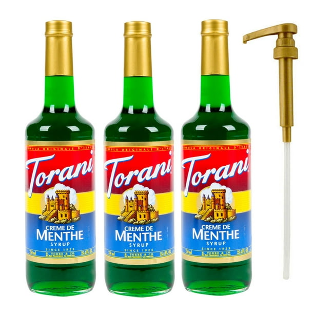 Torani Creme de Menthe Syrup, 25.4 Ounce (3 Pack) Plus 1 Syrup Pump