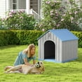 thumbnail image 5 of Bifanuo Large Dog House, PP Material Indoor Outdoor with Windows for Medium Large Dogs, Weatherproof Puppy Shelter with Elevated Floor & Air Vents, Easy Clean and Assemble (Blue, 36.2"L×38"W×38"H), 5 of 8