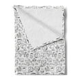 thumbnail image 2 of Food Soft Flannel Fleece Blanket, Monochrome Drawn European Style Different Varieties of Cheese with Slices, Cozy Plush for Indoor and Outdoor Use, 70" x 90", White and Charcoal Grey, by Ambesonne, 2 of 5