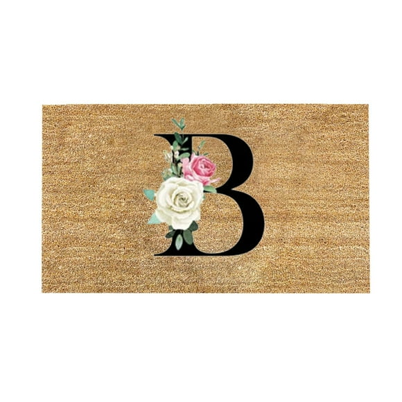 Letter B Coir Doormat Outdoor Entrance Door Mat Easy to Clean Entry Mat Floor Mats Personalized Door Mat Welcome Mats for Front Door, Monogram Doormat Funny Design Non-Slip, 16x24 Inch