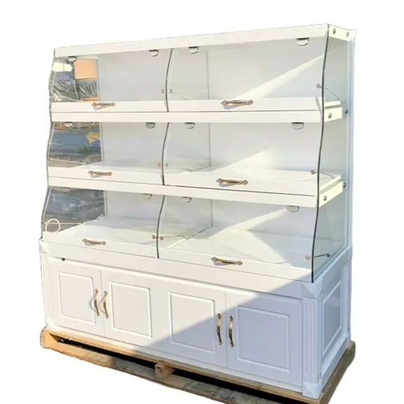 60 in. Bakery Showcase Donuts Pastry Display Case Shelf Curve Glass Cabinet, Bakery Display Showcase