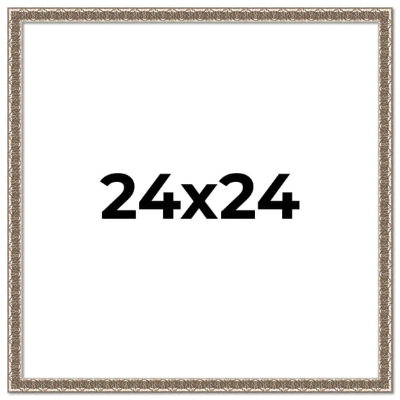 24x24 Frame Silver Versailles Ornate Solid Wood Picture Frame | 1 Inch Moulding Width | Interior