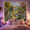 thumbnail image 2 of Pastoral Painting Quaint With Thatched Roof Stone Cottage, Mystical Fantasy for Space Lovers, Galaxy Room Decor, Valentine's Day Gift, Tapestry Wall Hanging for Bedroom and Dorm, 2 of 7
