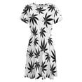 thumbnail image 4 of Weed Pattern Short Sleeve Dress Women Summer Evening Dresses Ladies Sundress, 4 of 7