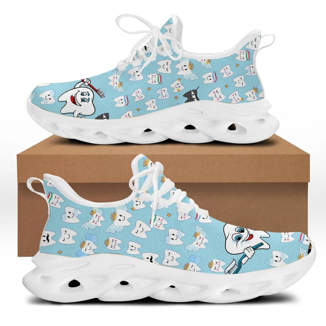 Zapatillas deportivas informales con dibujos de dentistas para mujer, diseño divertido de dientes de dentista, transpirables, para caminar