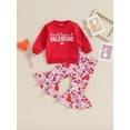 thumbnail image 3 of Newborn Baby Girls Valentine’s Day Clothes 6M 12M 18M 24M 3Y 4Y Long Sleeve Pullover Sweatshirts+Heart Print Flare Pants Set Toddler Casual Clothing, 3 of 10
