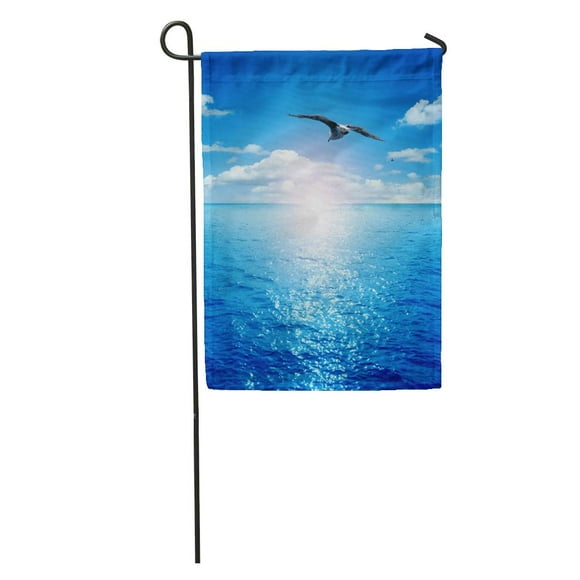 POGLIP Ocean Bird Flying Past The Rising Sun Dawn Sea Seagull Garden Flag Decorative Flag House Banner 12x18 inch