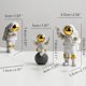 thumbnail image 2 of Juego de 3 estatuas de astronauta doradas y blancas, figuras de escultura del espacio exterior para decoración del hogar, adornos para tartas, 2 of 5