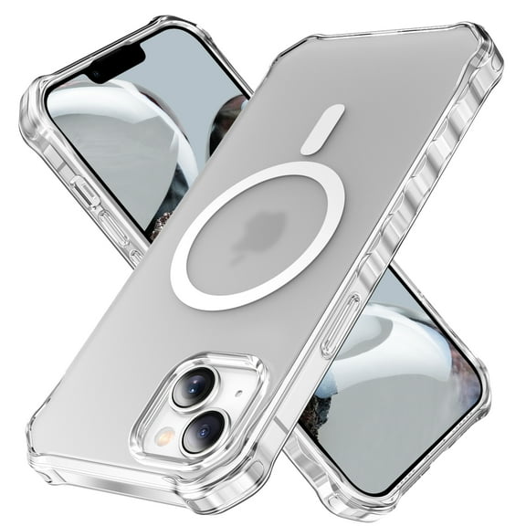 ELEHOLD Case for iPhone 14 Plus, Shockproof Magnetic Matte Case with Wireless Charging Support,Clear