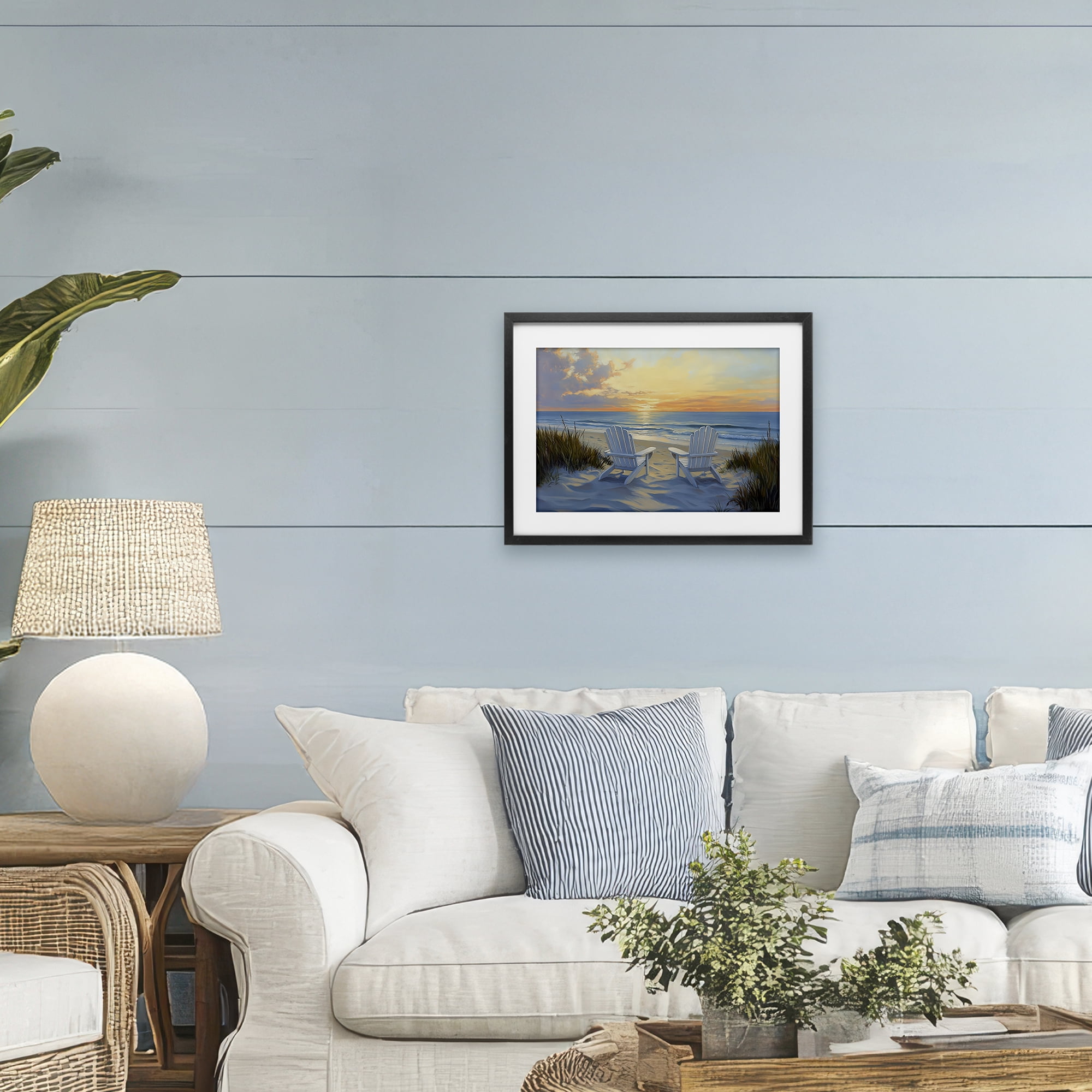 Stupell Industries Calm Beach Sunset Overlook Black Framed Print Under Glass, design by Petal Prints Design
