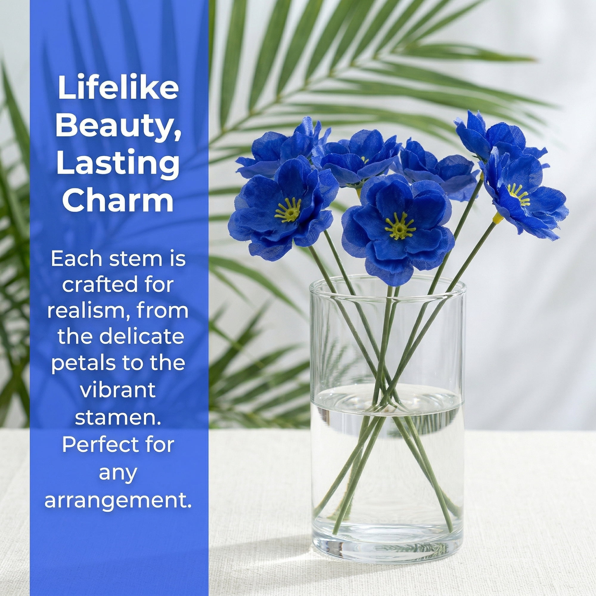 Unique Bargains Artificial Plum Craft Blossom Mini Bouquets Detachable Heads Blue 5.9 in