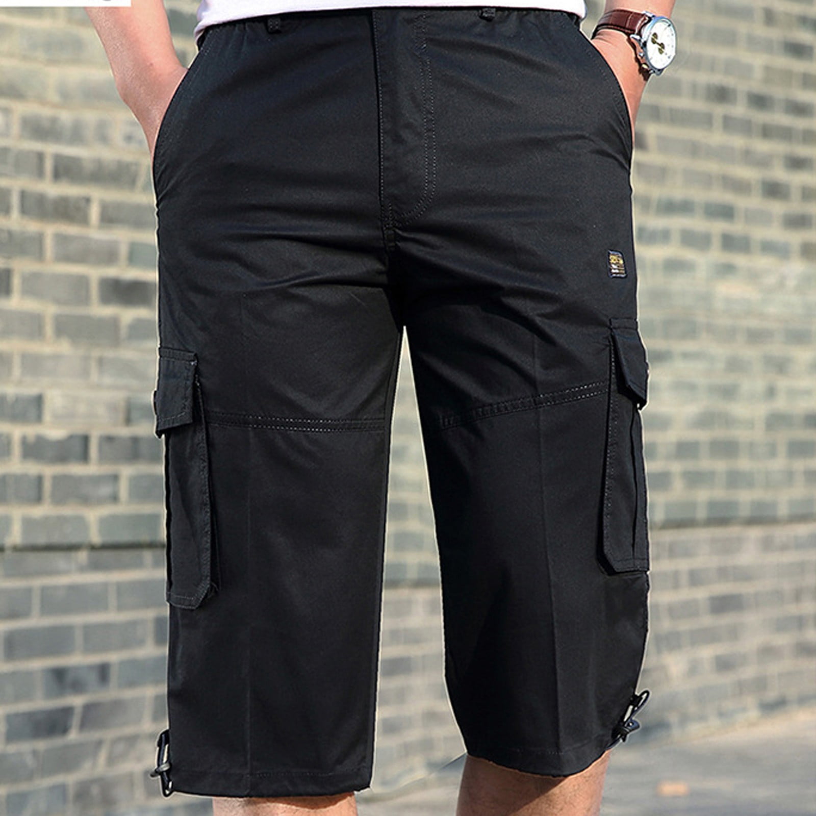 punk style Mens Casual Shorts Cotton Breathable Five Pants Fashion Casual Print Summer Khaki