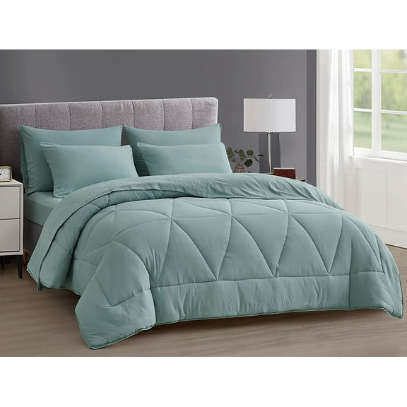 Chezmoi Collection Jasper 7-Piece Geometric Triangle Bed in a Bag, Queen