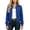 Blue, variant on Women's Waffle Knit Zip Up Jacket with Side and Sleeve Pockets, Stand Collar Cropped Casual Coat