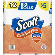 Scott ComfortPlus with Thick and Plush Toilet Paper , Designed to Care For You With Everyday Comfort, 12 Pack