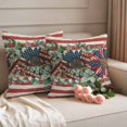 thumbnail image 2 of 4th of July Outdoor Waterproof Pillow Covers, Red Striped Independence Day Star Botanical Rustic Decorative Square Throw Pillowcase Sofa Cushion Sham for Patio/Couch/Chair, 20"x20" 2 Pack, 2 of 8