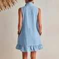 thumbnail image 4 of longantii Womens Swimsuit Cover Up Shirt Notched V Neck Front Zip Up Coverups Sleeveless Ruffle Hem Beach Vacation Mini Sun Dress Sky Blue XXL, 4 of 4