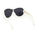 thumbnail image 4 of Womens Large Shield Round Elegant Designer Diva Sporty Plastic Sunglasses White - Black, 4 of 4