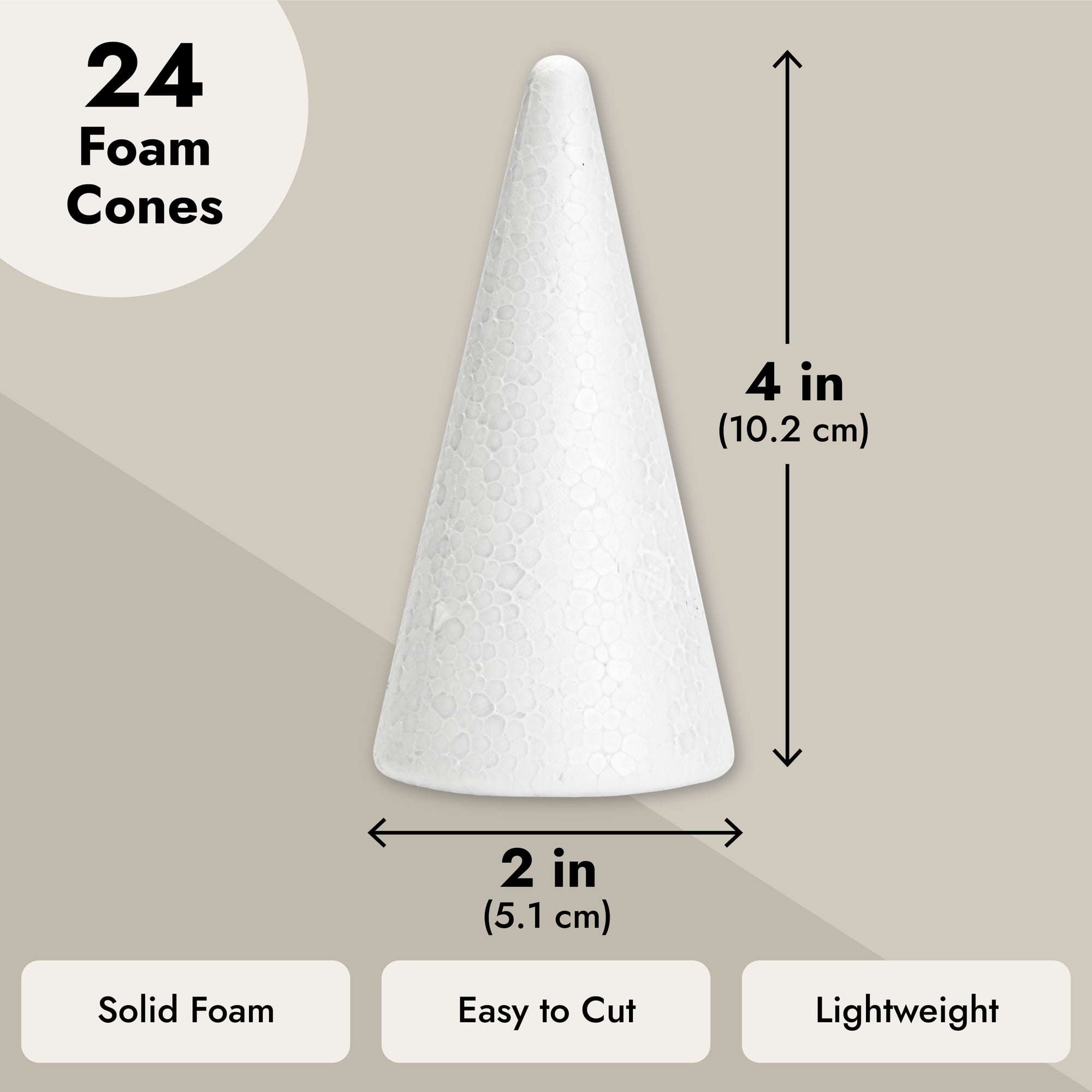 12 Pack Foam Cones for DIY Crafts, Christmas Gnomes, Holiday Party Decor,  White, 2.87×7.25 in –  – Toys and Game Store