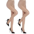 thumbnail image 1 of G&Y 2 Pares de Pantimedias Top Control para Mujer - Medias Transparentes 40D Soporte Control Barriga, Nude M, 1 of 5