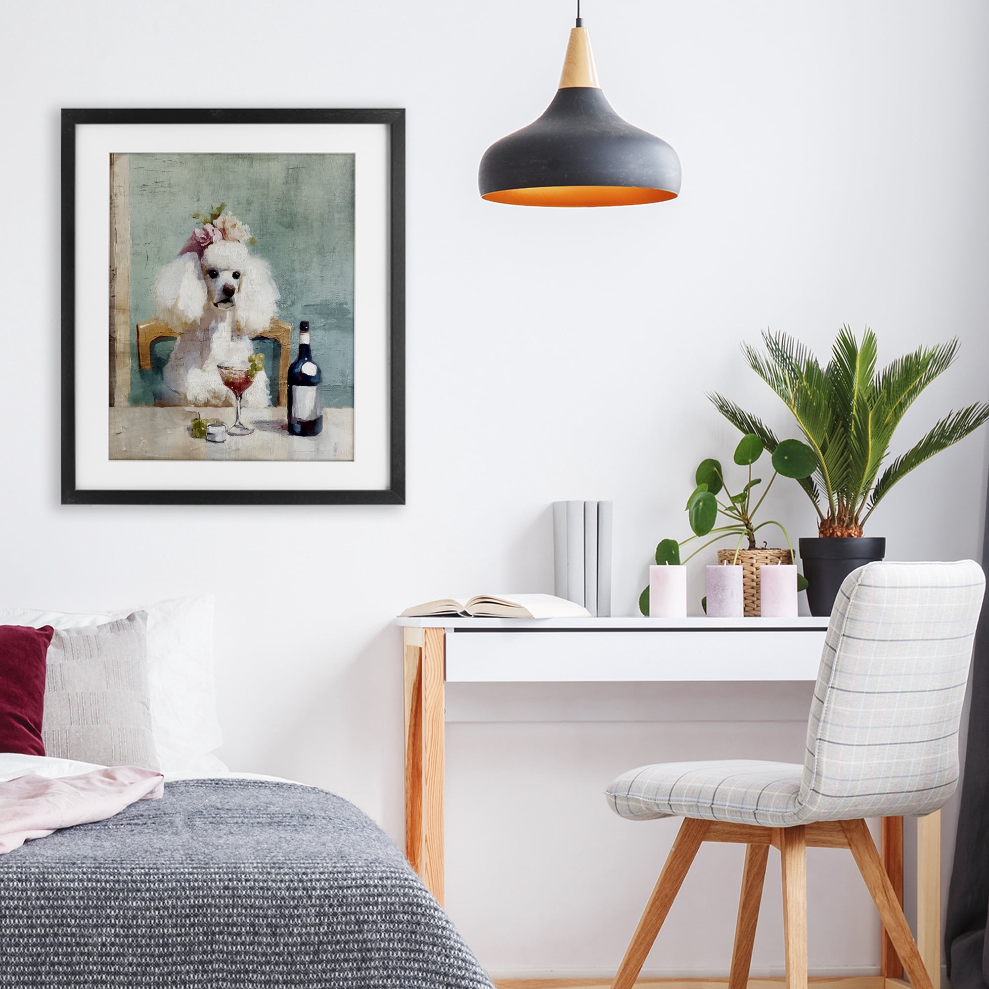 Stupell Industries Poodle At Lunch Black Framed Print Under Glass, design by Annabelle Hall