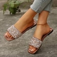 thumbnail image 5 of Qingpeng Womens Open Toe Flat Slide Sandals Square Toe Summer Shoes with Pearl and Sequin Embellishment for Casual Beach Wear, 5 of 7
