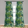 thumbnail image 4 of Ambesonne Autumn Curtains, Grunge Leaves Colorful Art, Pair of 28"x84", Lime Green and Earth Yellow, 4 of 5