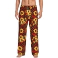 thumbnail image 1 of Kdxio Ensemble de Pantalons de Pyjama pour Hommes à Carreaux Rouges avec Imprimé Tournesol, Pantalons de Nuit et de Détente, Bas de Pyjama avec Poches et Boutons - Grand, 1 of 6