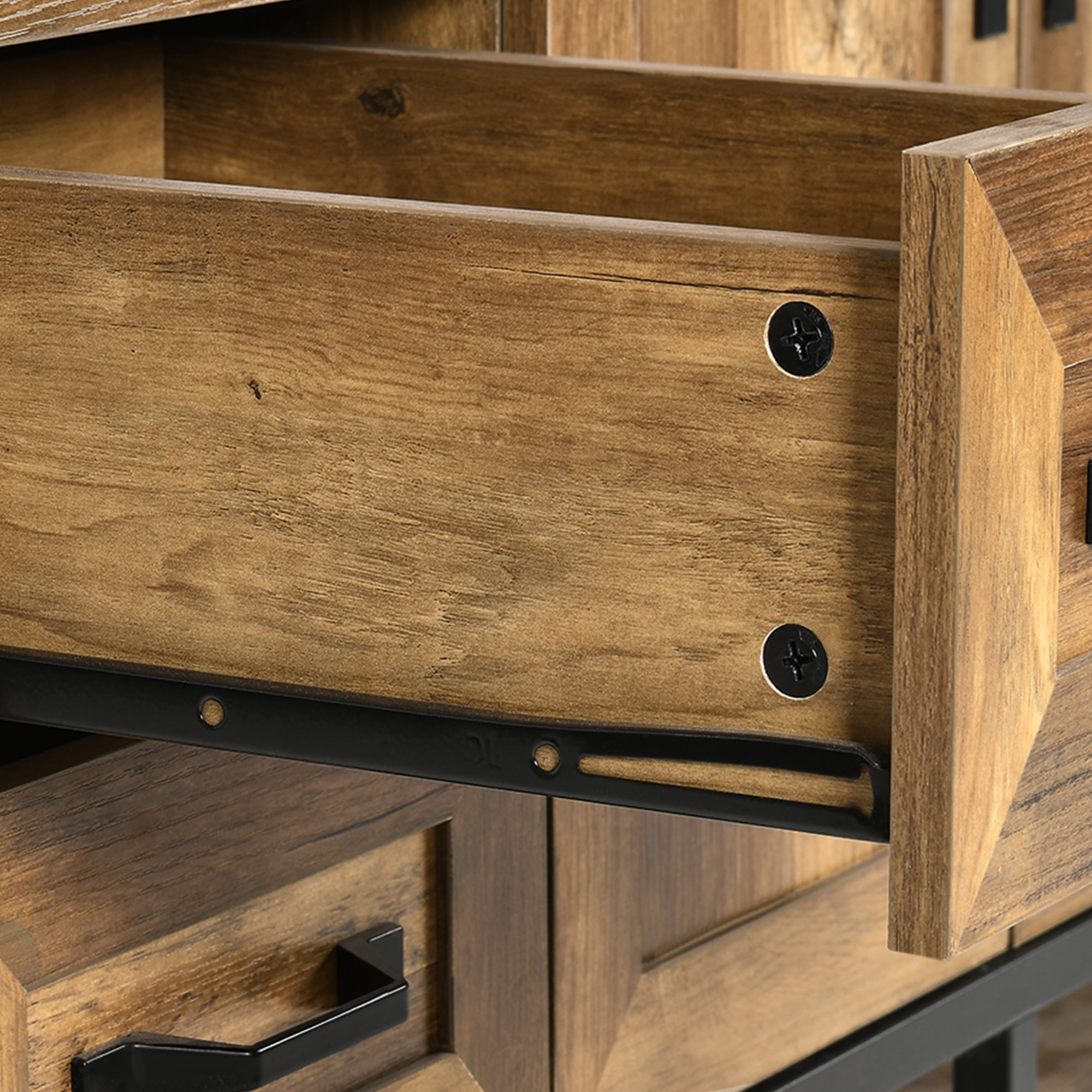 Uforic 47.2 Inch Large Bathroom Vanity with Countertop Sink, Rustic Free Standing Bathroom Storage Cabinet with Drain, Rustic OAK