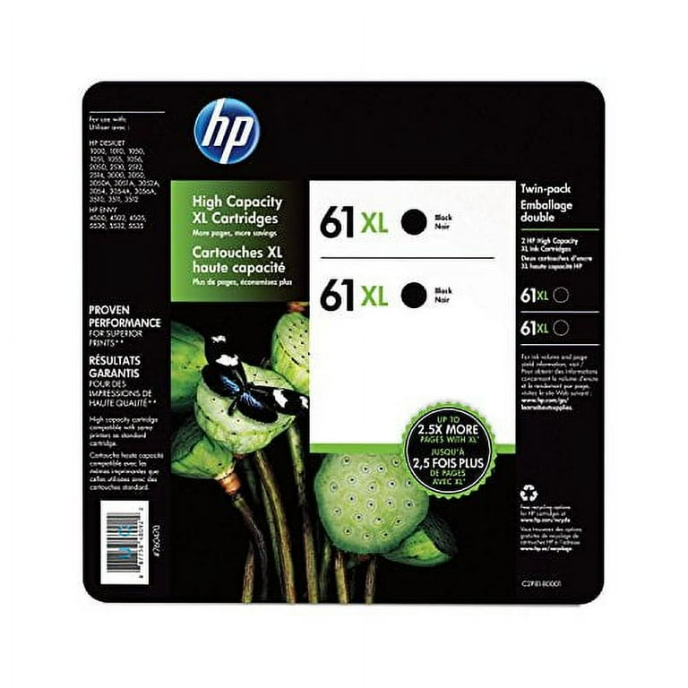 2-Pack HP 61XL Ink Cartridges - Compatible With HP 2620, 4630, 8040 Printers, Black & Color